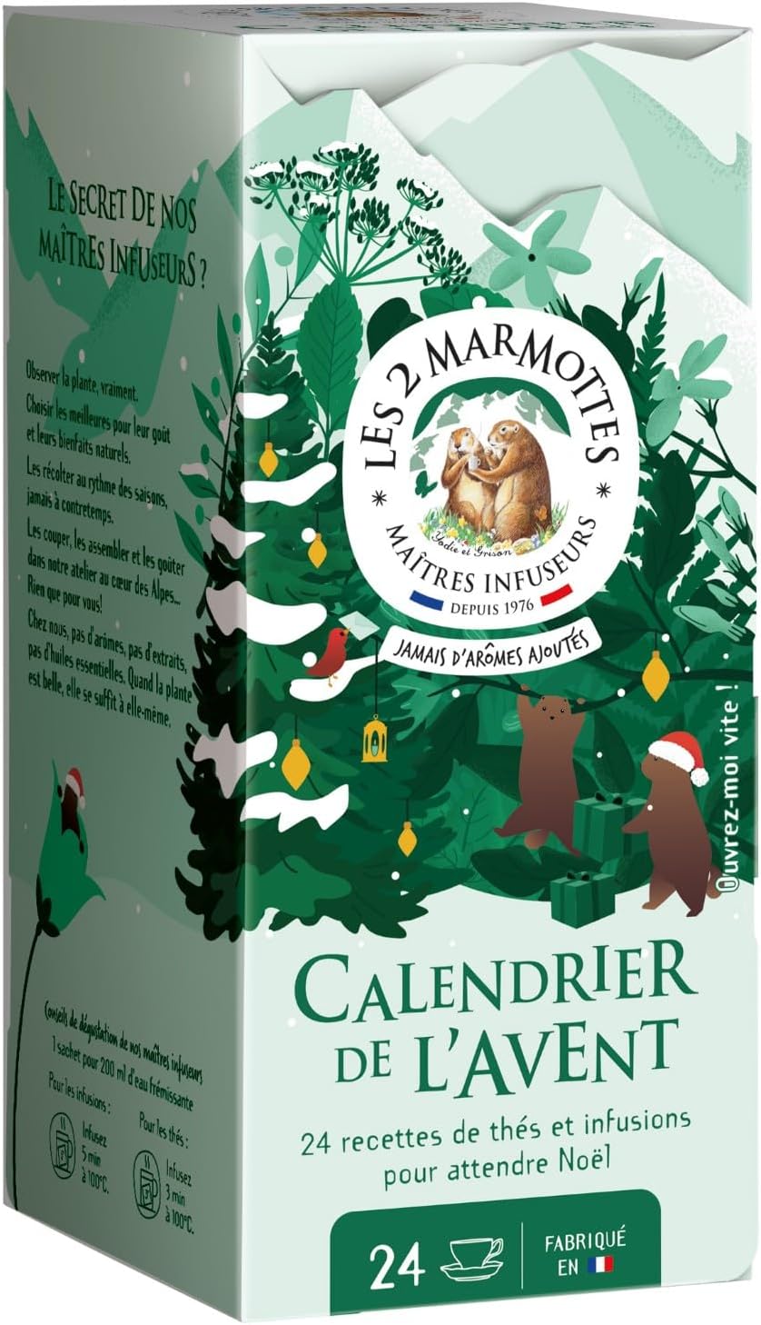 Les 2 Marmottes — Calendrier de l'Avent 24 sachets, spécial Noël