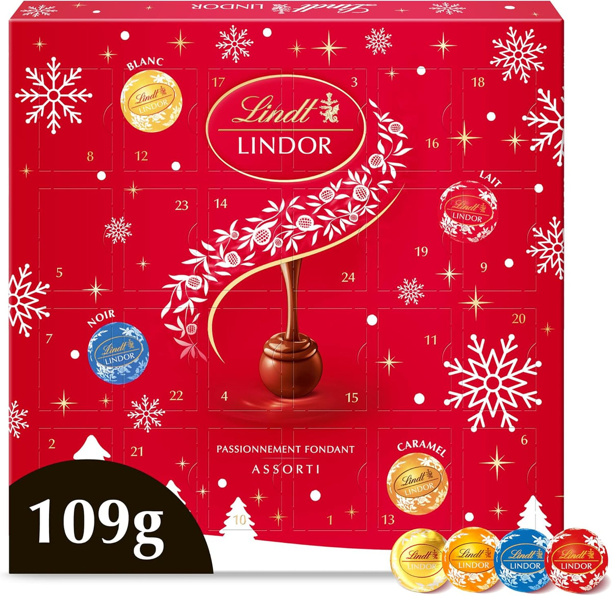 Lindt — Calendrier de l'Avent LINDOR, assortiment (109 g)